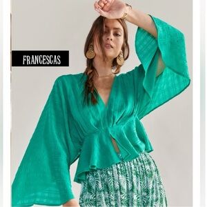 NWT Francesca’s Emma Long Sleeve Boho Jade Kimono Top